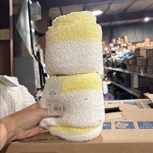 Cloud Island Chenille Blanket in White and Yellow